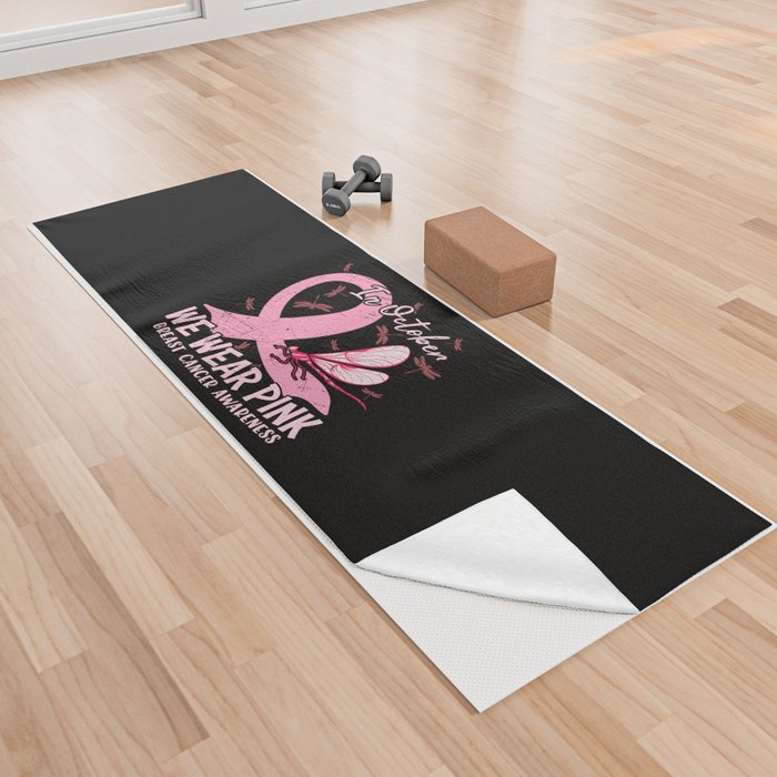 In October We Wear Pink Breast Cancer Yoga Towel