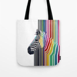 Cool awesome trendy colourful vibrant stripes zebra paint Tote Bag