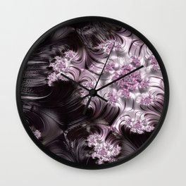  Pretty Pink, Gray and Black Mandelbrot Set Fractal Art Wall Clock