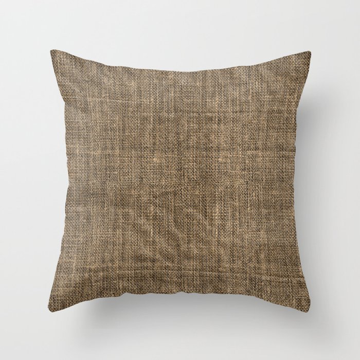 Aged and Creased Burlap Print Throw Pillow