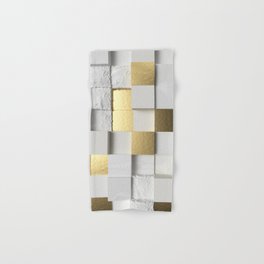 Elegant Cube wall 3D art- white and gold Hand & Bath Towel