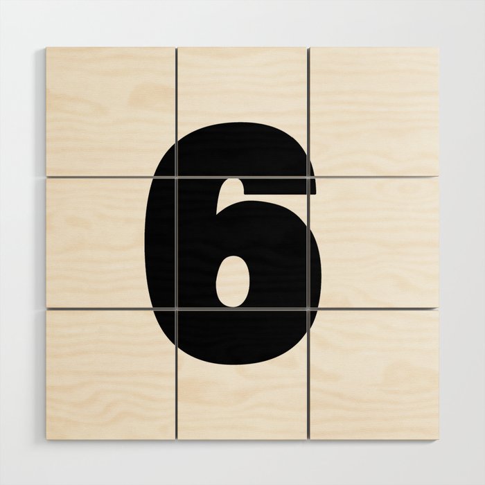 6 (Black & White Number) Wood Wall Art