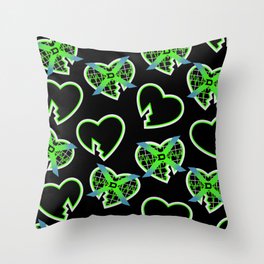 HBK DX (Black/Green) In Your House 1997 Heart Collage Throw Pillow