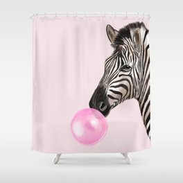 Zebra  Playing Bubble Gum Shower Curtain