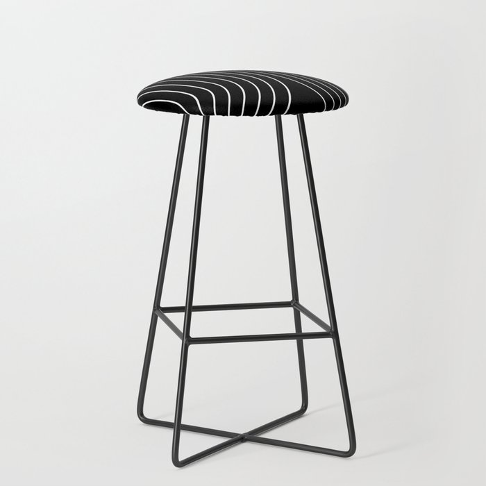 Minimal Line Curvature II Black and White Mid Century Modern Arch Abstract Bar Stool