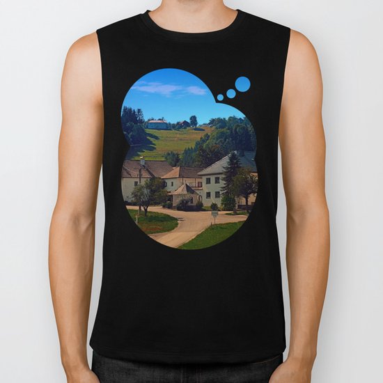 Small village in autumn scenery Biker Tank