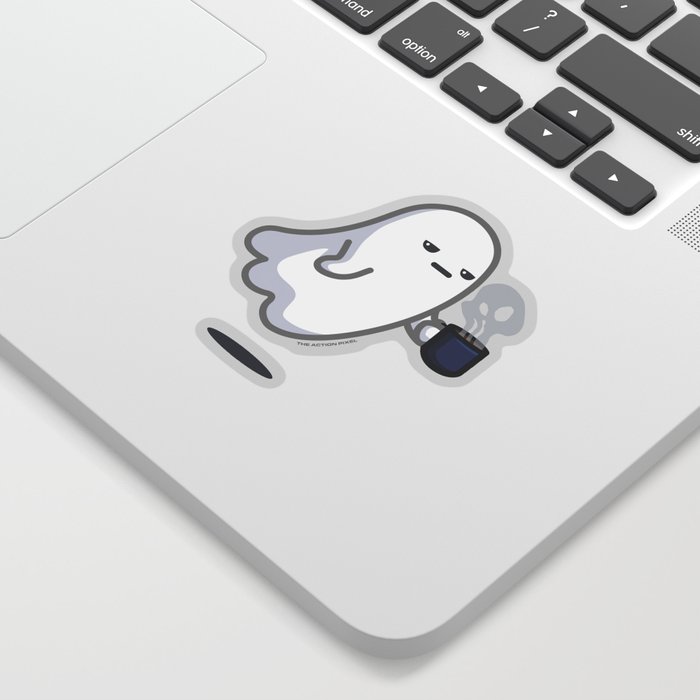 Graveyard Shift - Cute Ghost with Coffee Sticker