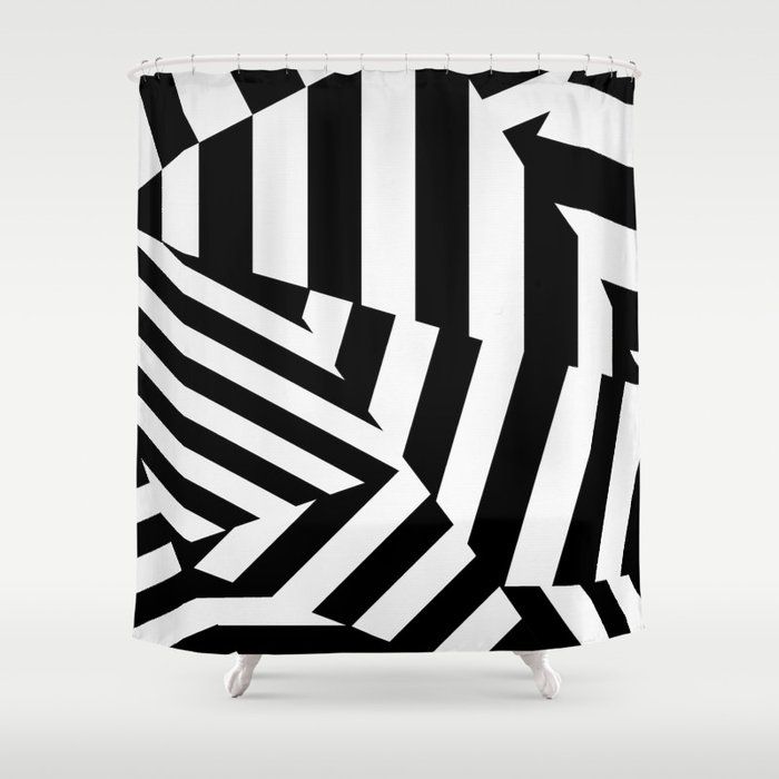 RADAR/ASDIC Black and White Graphic Dazzle Camouflage Shower Curtain