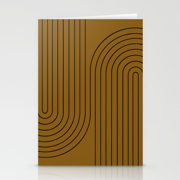Minimal Line Curvature LIX Ochre Orange Mid Century Modern Arch Abstract Stationery Cards