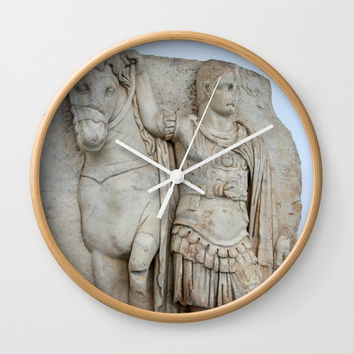 Roman Sebasteion Relief Sculpture Of Imperial Prince Diokouros Wall Clock