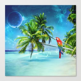 Parrot in the beach Canvas Print