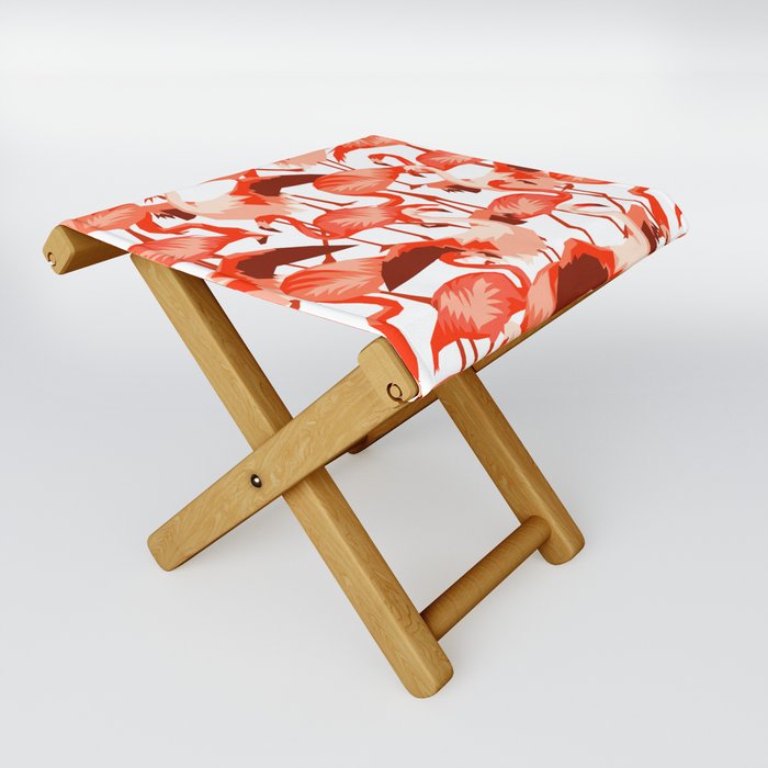 Pink Flamingo Flock Folding Stool