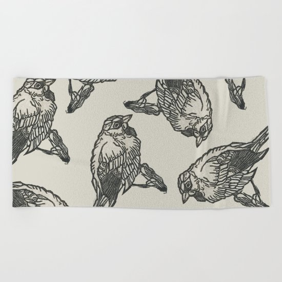 Bird Print Beach Towel