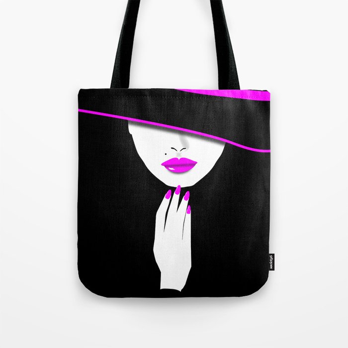 Glamour Girl in Pink and Black Tote Bag