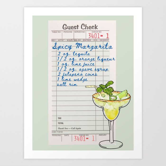 Green Spicy Margarita Check Art Print