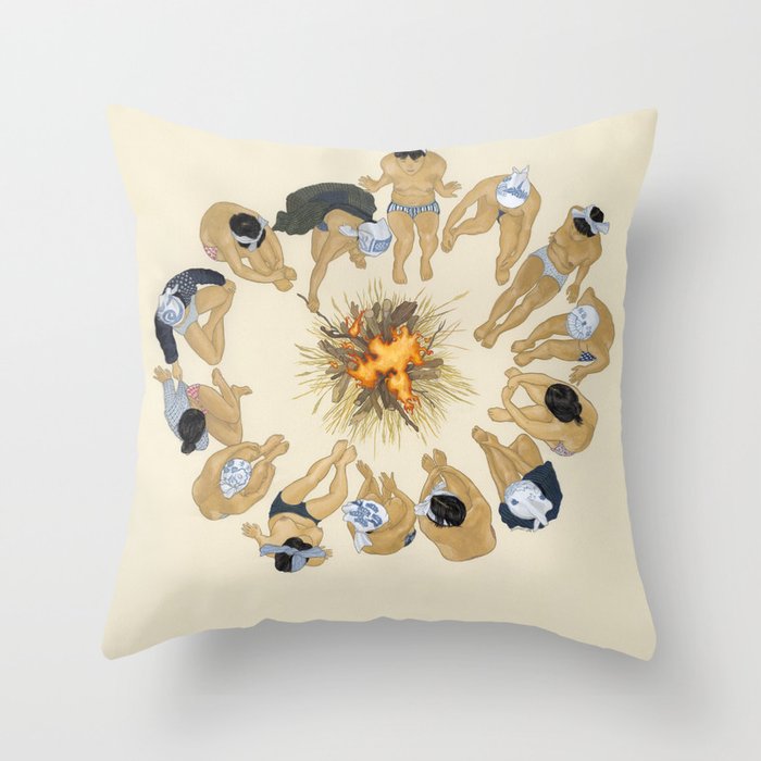 Finding Warmth Together Throw Pillow