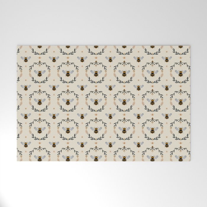 Ode to the Bumblebee (in cream) Welcome Mat
