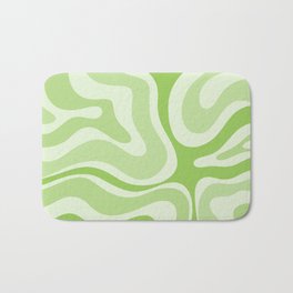 Modern Retro Liquid Swirl Abstract in Light Lime Green Bath Mat