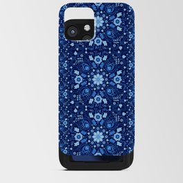 Oriental Damask Tile Shades of blue iPhone Card Case