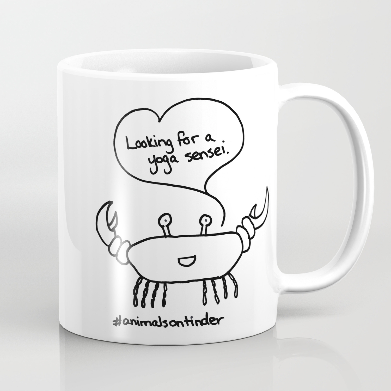 Animals on Tinder: Yoga Crab Coffee Mug by The Receptionist | Society6