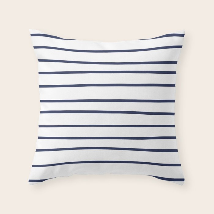 Pantone Blue Depths 193940 Hand Drawn Horizontal Lines on White Throw