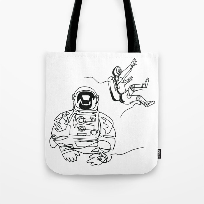 Astronauts in space, continuous line drawing Tote Bag