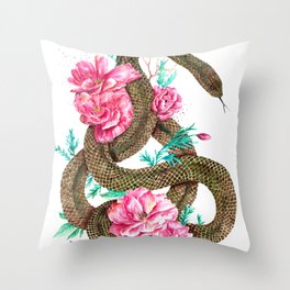 Floral Snake Throw Pillow