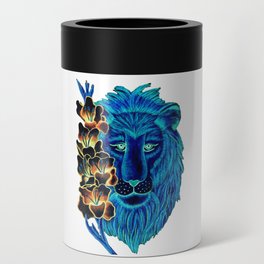 Blue Lion with Gladiolas Flowers Can Cooler