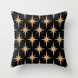Geometric Star Pattern (gold/black) Throw Pillow