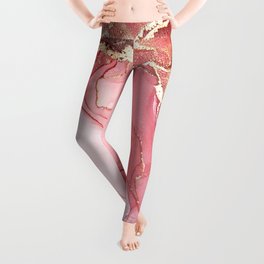 Rubies and Gold | Ink Abstract Painting Leggings