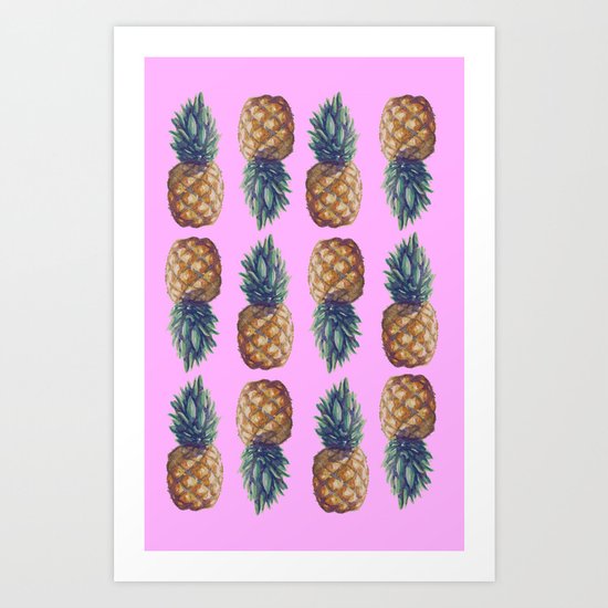 pineapples pink Art Print