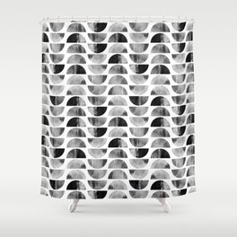 Mid-century Modern Black & White Geometric Shower Curtain