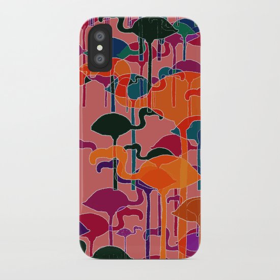 multicoloured flamingos iPhone Case