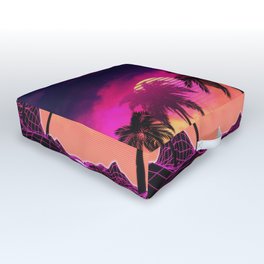Pink vaporwave landscape with rocks and palms Outdoor Floor Cushion | Vaporwave, Retrowave, Synthwave, Cyberpunk, Palmtrees, Neon, Mountain, Sungrid, Graphicdesign, Aesthetics 