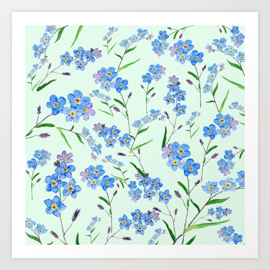 forget me not in green background Art Print