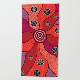 Authentic Aboriginal Art - Central Lands Beach Towel