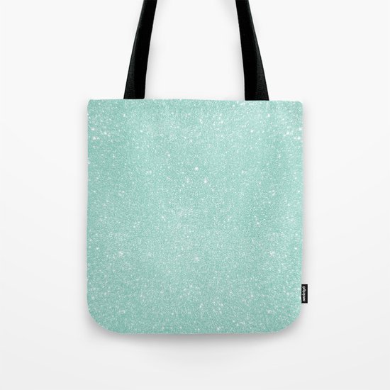 Pastel Turquoise Glitter Tote Bag