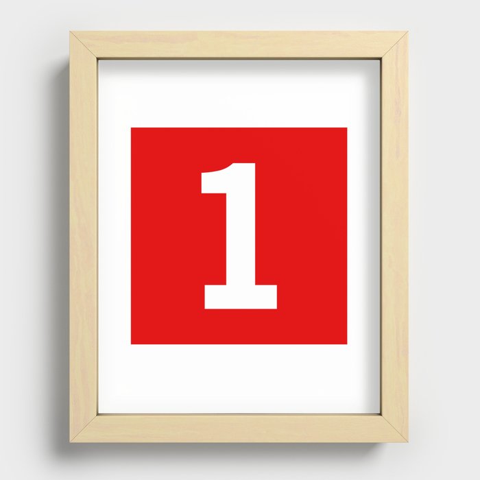 Number 1 (White & Red) Recessed Framed Print