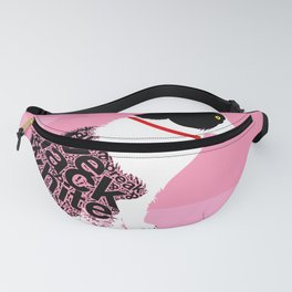 Typographic black and white kitty cat portrait on pink 2 #typography #catlover Fanny Pack