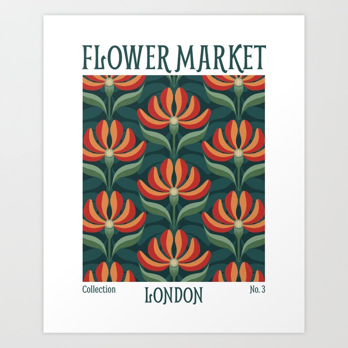 Flower Market London Bold Bright Floral Art Print