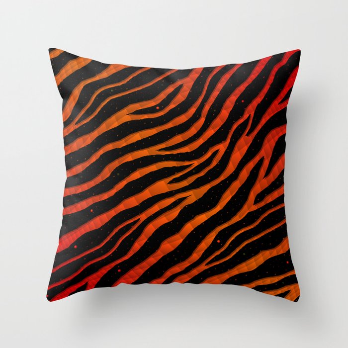 Ripped SpaceTime Stripes - Red/Orange Throw Pillow
