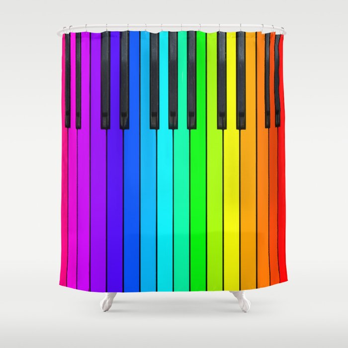 Rainbow Piano Keyboard  Shower Curtain