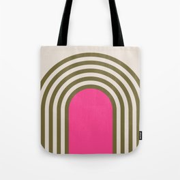 Retro Olive Green & Pink Arches  Tote Bag