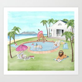 Wild Pool Party Art Print