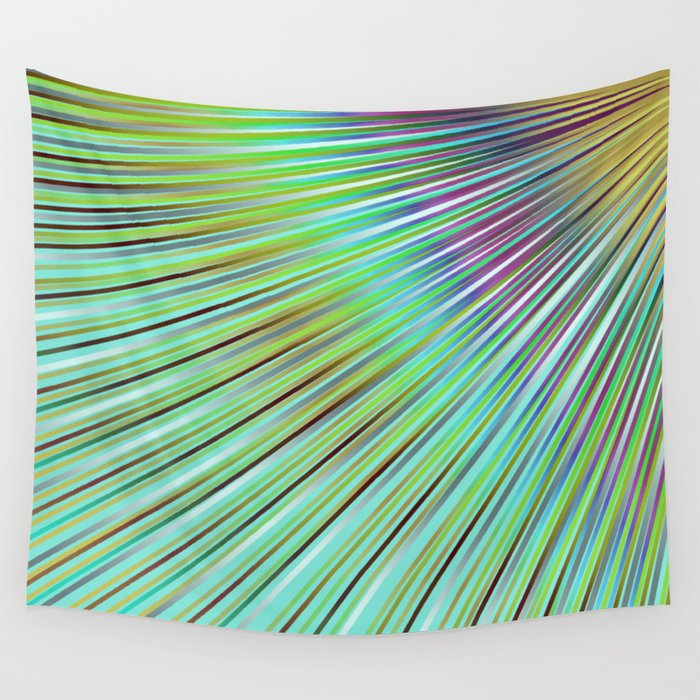 Rainbow Rays In Blue Abstract Print Diagonal Lines Ocean Colors Wall Tapestry By Kinkdesign
