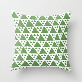 Triangles Big and Small in green Throw Pillow