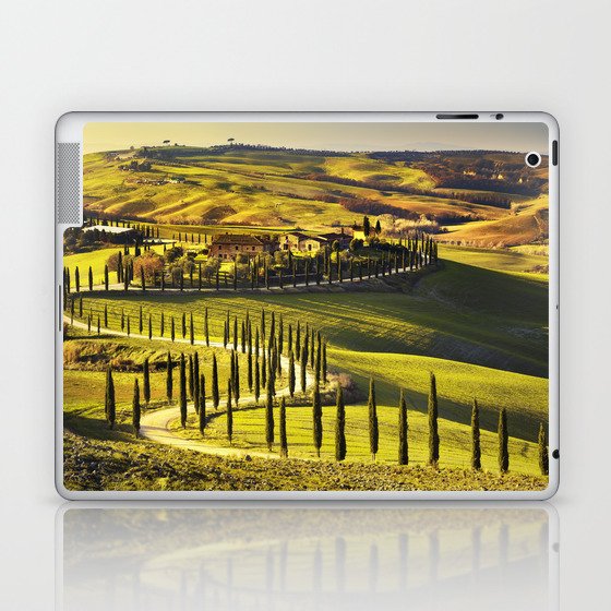 Tuscany, Crete Senesi rolling hills landscape at sunset Laptop & iPad Skin