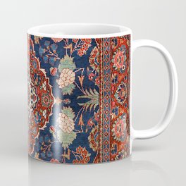 Persia Kashan Old Century Authentic Colorful Lattice Red Medallian Vintage Rug Pattern Coffee Mug