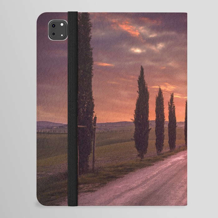 Cypress tree lined road in the countryside of Tuscany, Italy iPad Folio Case