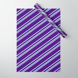 [ Thumbnail: Turquoise & Indigo Colored Striped Pattern Wrapping Paper ]